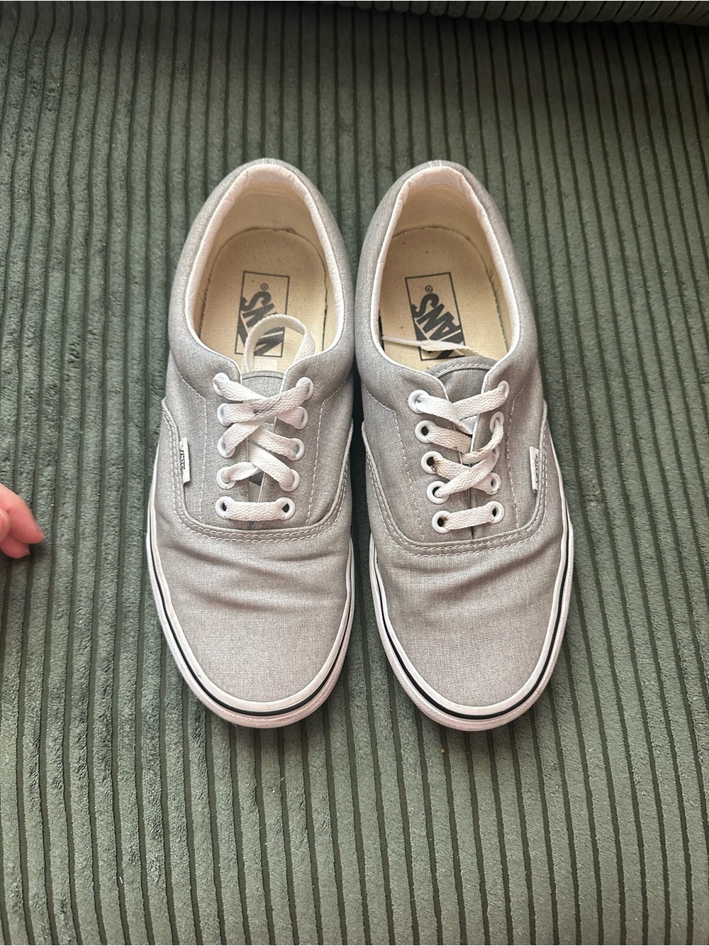 Vans Low-Top Canvas Sneakers in Light Gray and White